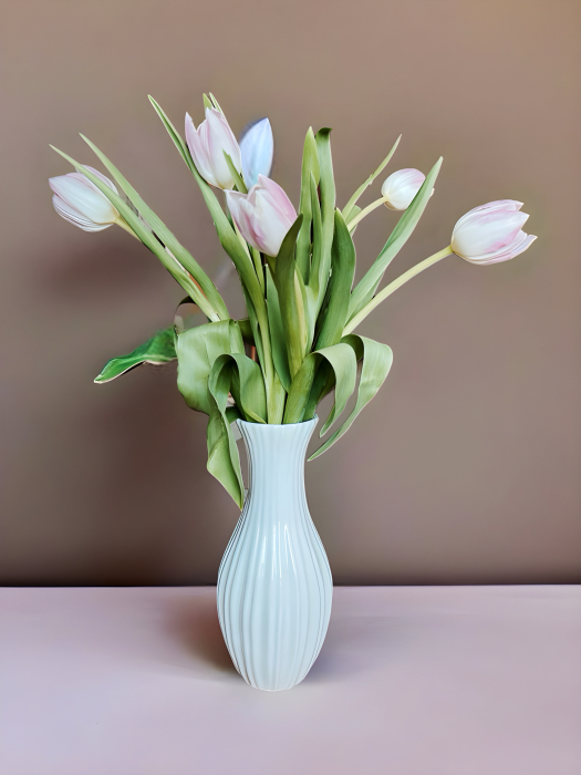 Vază decorativă ceramică glazurată crem-vedere frontală [3]