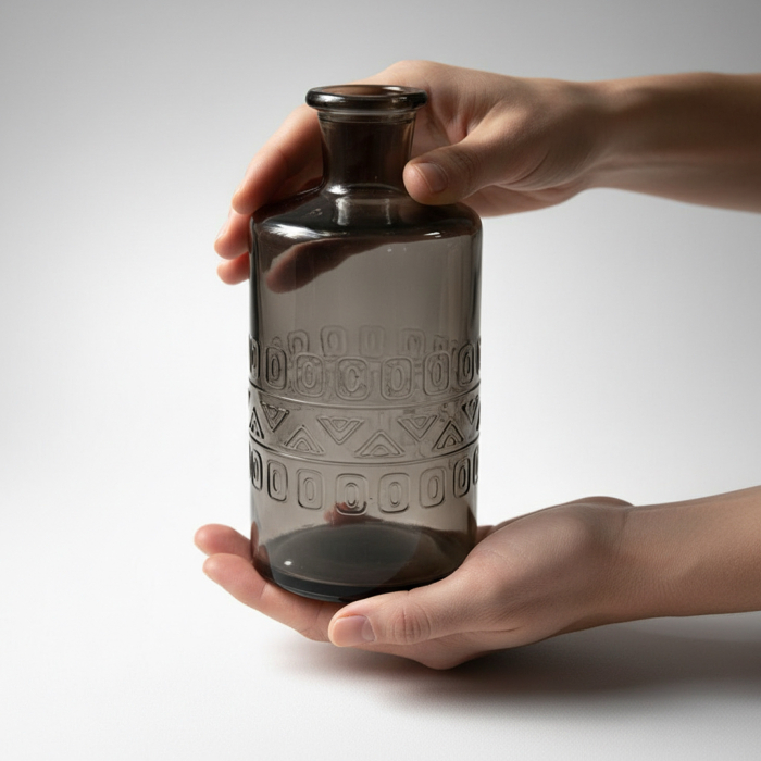 Vază decorativă din sticlă gri-vedere frontală [3]