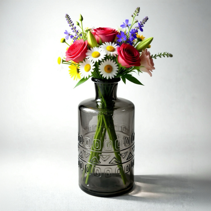 Vază decorativă din sticlă gri-vedere frontală [2]