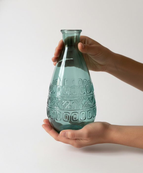 Vază decorativă din sticlă verde -vedere frontală [5]