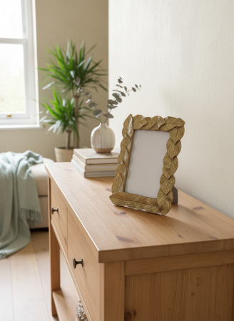 Ramă foto decorativă aurie cu model de frunze [2]