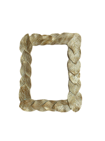 Altele - Ramă foto decorativă aurie cu model de frunze