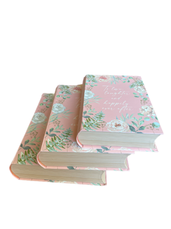 Gift box - Set 3 Cutii Cadou Tip Carte-Design Floral, Roz Pastel-Cutie Mare, Medie și Mică