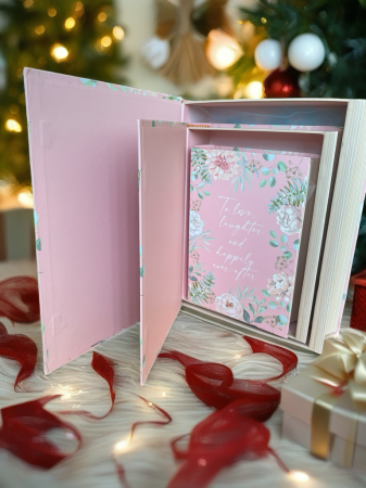 Set 3 Cutii Cadou Tip Carte-Design Floral, Roz Pastel-Cutie Mare, Medie și Mică [2]