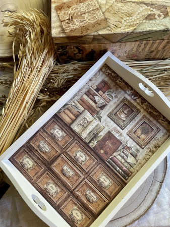 Tavă albă din lemn Leve [1]