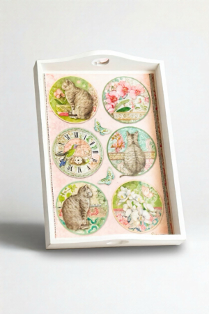 Tavă albă din lemn Lumo [2]