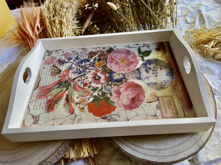 Tavă albă din lemn Luz [2]