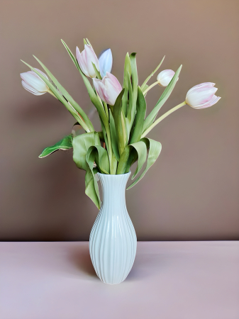 Vază decorativă ceramică glazurată crem-vedere frontală [2]