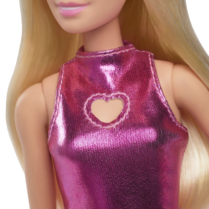 BARBIE FASHIONISTAS PAPUSA BARBIE BLONDA CU ROCHIE ROZ METALIZAT [5]