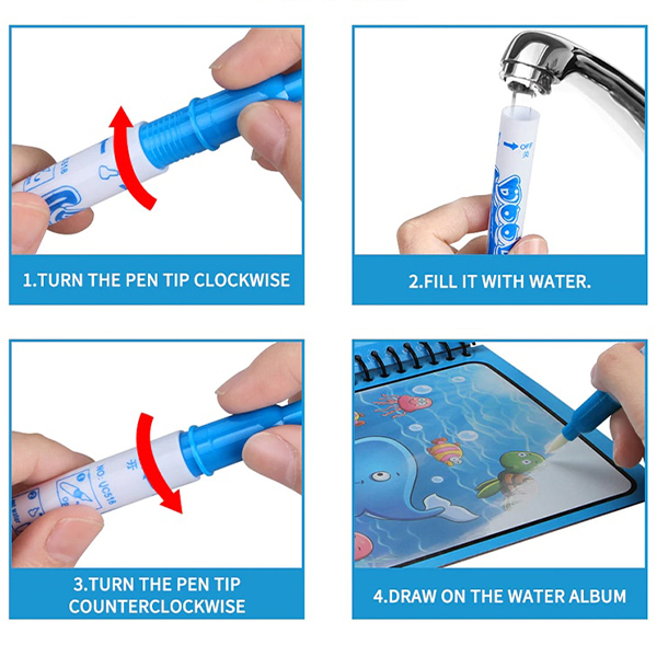 Carte magica de colorat cu apa. Viata marina [4]