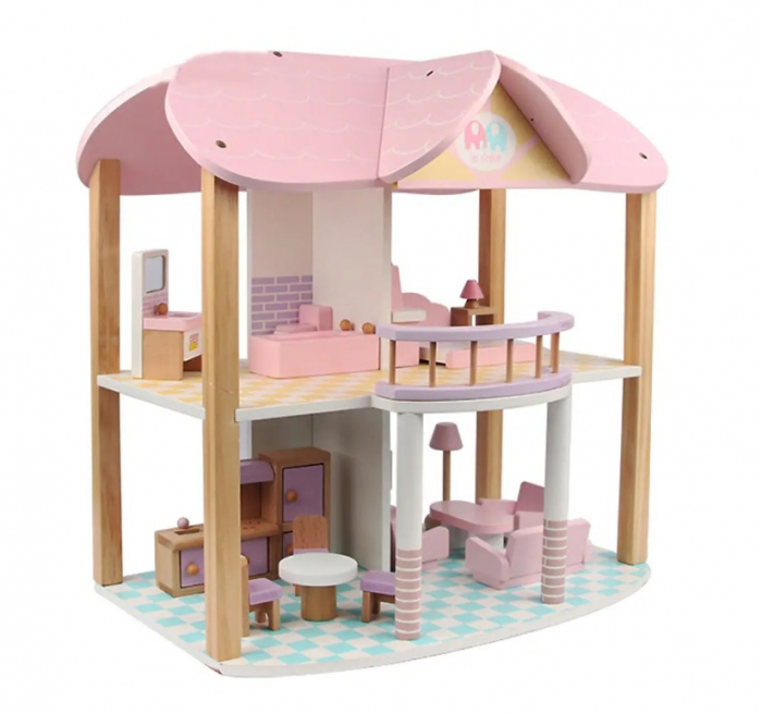 Casa de papusi din lemn cu etaj si accesorii [5]