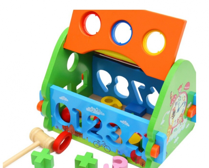 Casuta din lemn cu Forme geometrice si ciocanel [4]