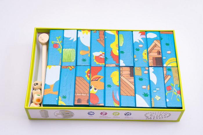 Cuburi lemn 3 in 1. Jenga, Domino, Puzzle [6]