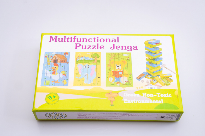 Cuburi lemn 3 in 1. Jenga, Domino, Puzzle [5]