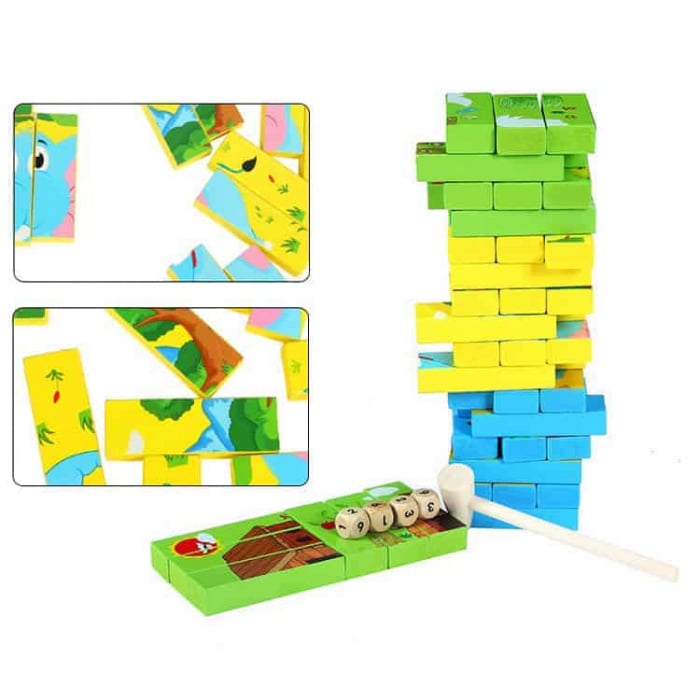 Cuburi lemn 3 in 1. Jenga, Domino, Puzzle [2]