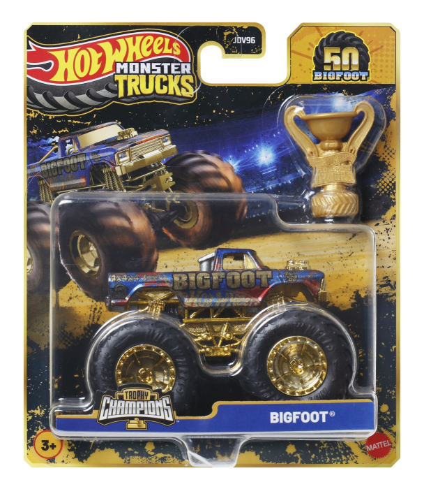 HOT WHEELS MONSTER TRUCK 50 BIGFOOT TROPHY CHAMPIONS MASINUTA BIGFOOT SCARA 1 LA 64 [1]