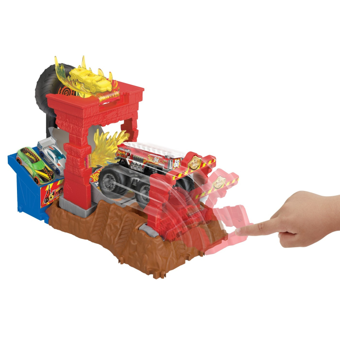 HOT WHEELS MONSTER TRUCKS ENTRY CHALLENGE ARENA SMASHERS PROVOCAREA FIRE CRASH [4]
