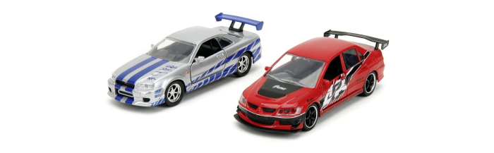 JADA FAST AND FURIOUS SET 2 MASINUTE METALICE MITSUBISHI LANCER EVOLUTION IX SI BRIANS NISSAN SKYLINE GT R SCARA 1 LA 32 [2]