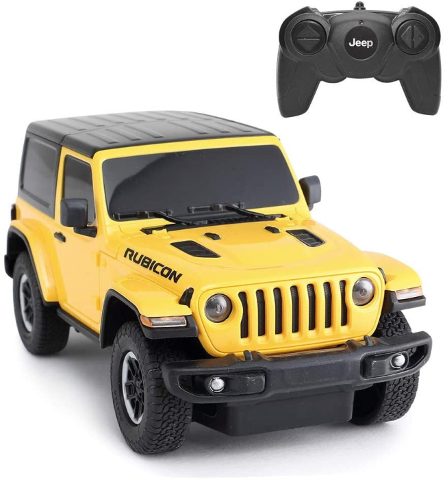 MASINA CU TELECOMANDA JEEP WRANGLER RUBICON GALBEN CU SCARA 1 LA 24 [1]