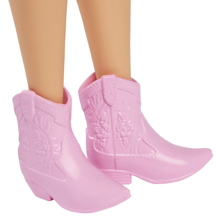 PAPUSA BARBIE FASHIONISTA CU PARUL MOV SI ROCHITA CU FLUTURASI [7]