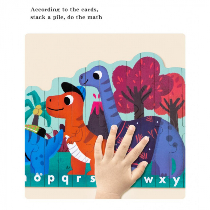 Puzzle cu bete de lemn si litere Dino [3]
