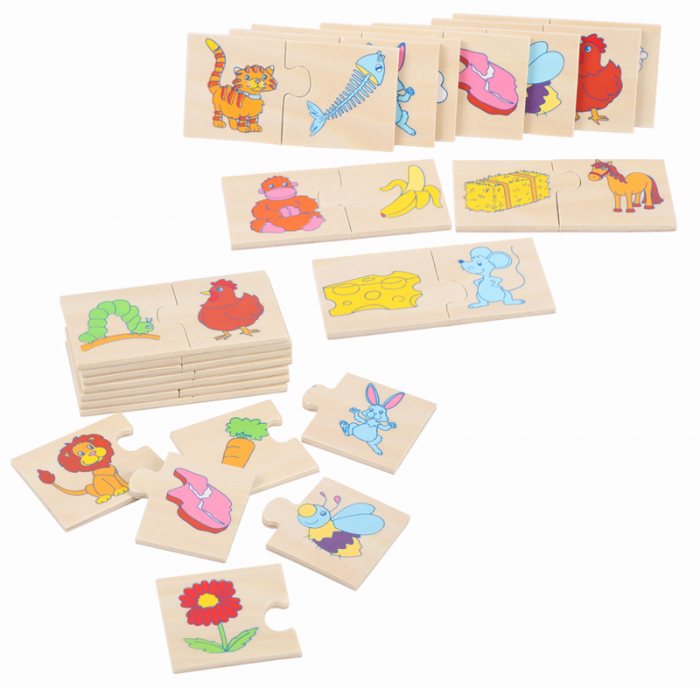 Puzzle din lemn DUO Ce mananca animalele? [2]
