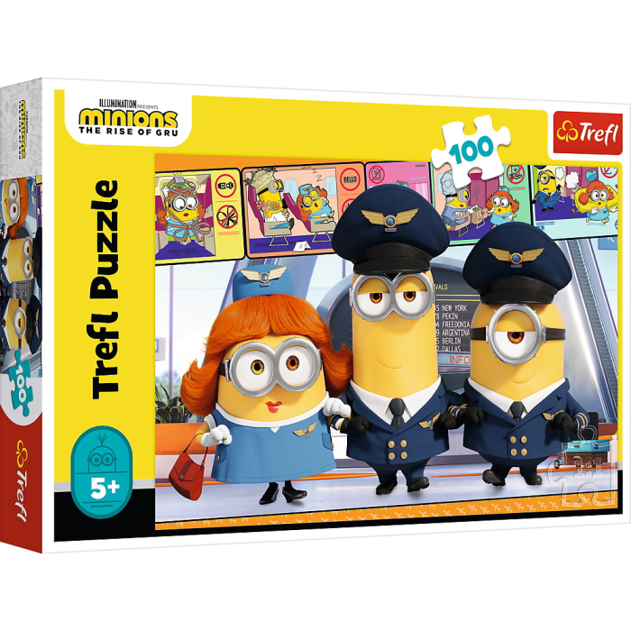 PUZZLE TREFL 100 PIESE MINIONII LA AEROPORT [1]