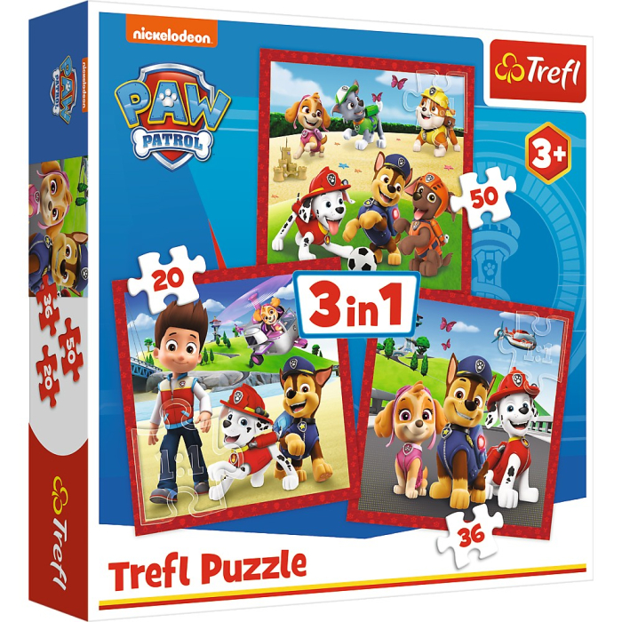 PUZZLE TREFL 3IN1 PATRULA CATELUSILOR CATELUSII FERICITI [1]