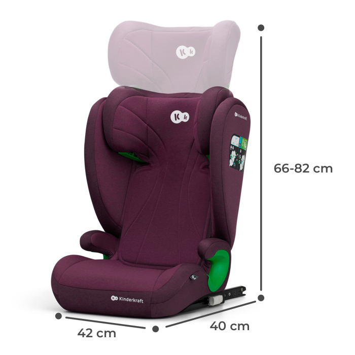 SCAUN AUTO KINDERKRAFT JUNIOR FIX2, I-SIZE 100-150 CM, CHERRY RED [6]