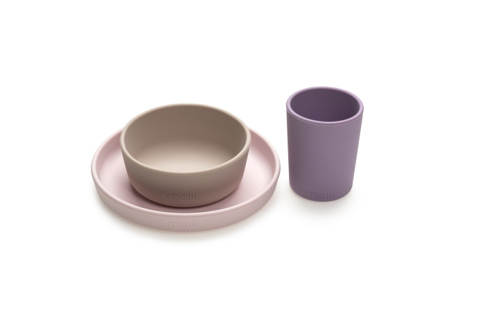 SET 3 RECIPIENTE SILICON HRANA BEBE, MELII, PURPLE&PINK&GREY [5]