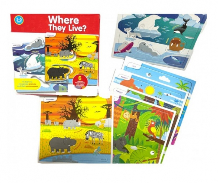 Set puzzle tip plansa - Unde traiesc animalele [2]