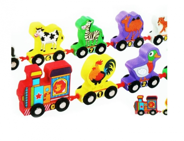 Trenulet din lemn cu animale si 10 vagoane [2]