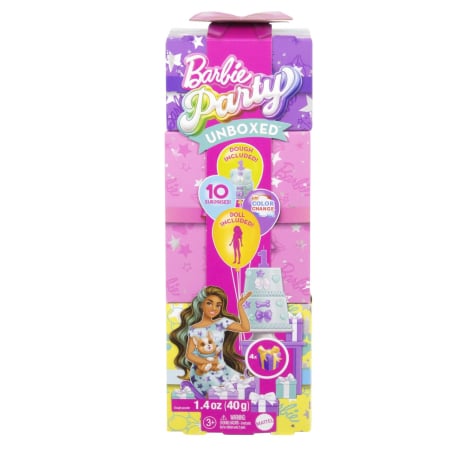 Păpuși și accesorii - BARBIE PAPUSA PARTY UNBOXED REVEAL BRUNETA