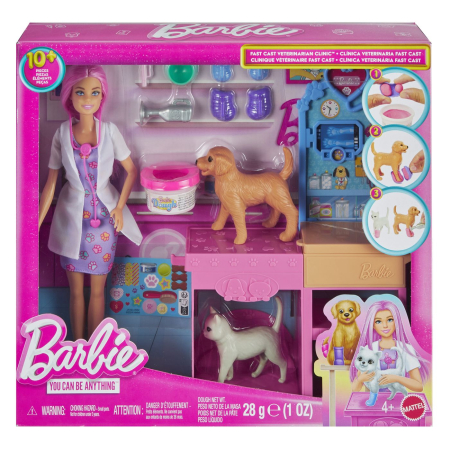 Papusi si accesorii - BARBIE YOU CAN BE ANYTHING SET CLINICA VETERINARA FAST CAST CU ACCESORII