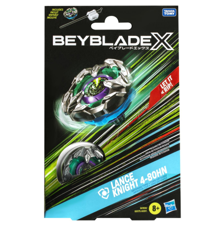 Figurine cu eroi și personaje - BEYBLADE X LET IT RIP SET LANSATOR SI ROATA LANCE KNIGHT 4-80HN