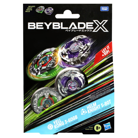Figurine cu eroi și personaje - BEYBLADE X PACHET DUO YELL KONG 3-60GB SI HELM KNIGHT 5-80T