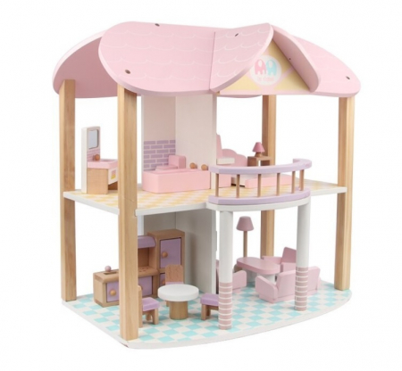 Casa de papusi din lemn cu etaj si accesorii [2]