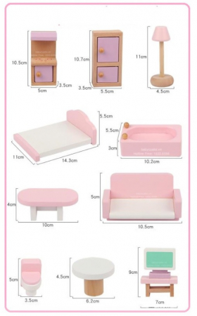 Casa de papusi din lemn cu etaj si accesorii [1]