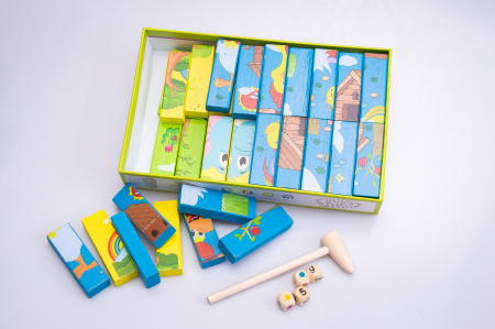Cuburi lemn 3 in 1. Jenga, Domino, Puzzle [6]