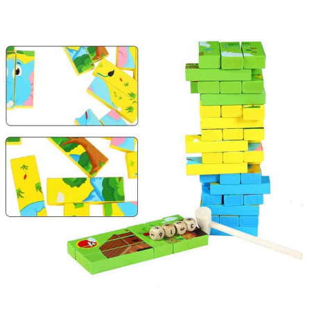 Cuburi lemn 3 in 1. Jenga, Domino, Puzzle [1]