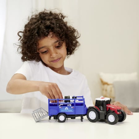 DICKIE MASSEY FERGUSON TRACTOR SI REMORCA CU SUNETE SI LUMINI [2]