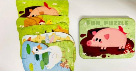 Puzzle - FUN PUZZLE in cutie metalica Animale de la ferma