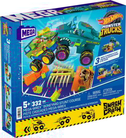 Mașinuțe, Motociclete, Elicoptere, Avioane - HOT WHEELS MONSTER TRUCK MEGA BLOKS SET MEGA WREX