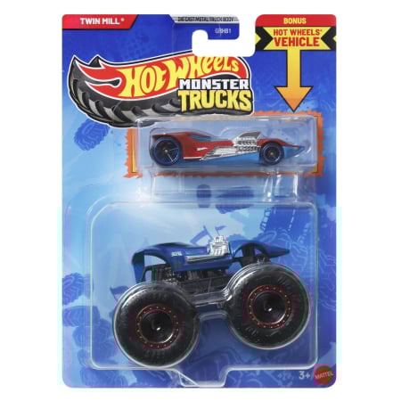 Mașinuțe, Motociclete, Elicoptere, Avioane - HOT WHEELS MONSTER TRUCK SI MASINUTA METALICA TWIN MILL