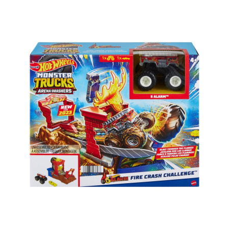 Mașinuțe, Motociclete, Elicoptere, Avioane - HOT WHEELS MONSTER TRUCKS ENTRY CHALLENGE ARENA SMASHERS PROVOCAREA FIRE CRASH