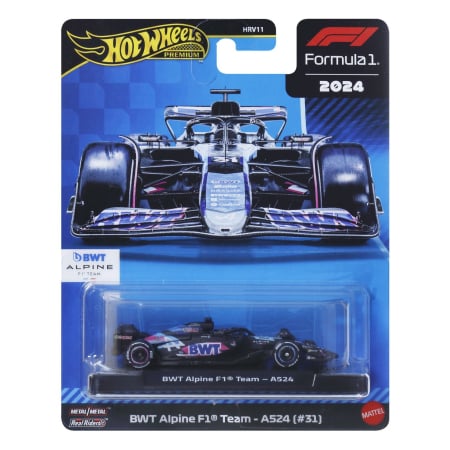 Masinute, Motociclete, Elicoptere, Avioane - HOT WHEELS PREMIUM REAL RIDERS FORMULA 1 2024 MASINUTA METALICA BWT ALPINE F1 TEAM A524 NUMARUL 31 SCARA 1 LA 64