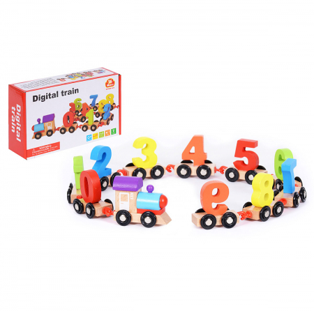 Jucarie Trenulet digital din lemn cu cifre [0]