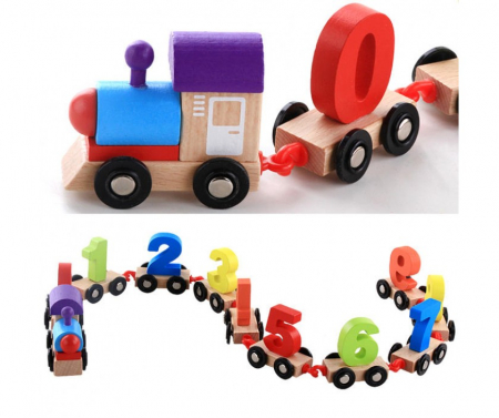 Jucarie Trenulet digital din lemn cu cifre [1]