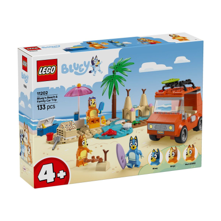 Seturi de construcție - LEGO BLUEY CALATORIA FAMILIEI LUI BLUE CU MASINA LA PLAJA 11202