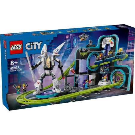 Seturi de construcție - LEGO CITY PARC CU ROLLER-COASTER LUMEA ROBOTILOR 60421